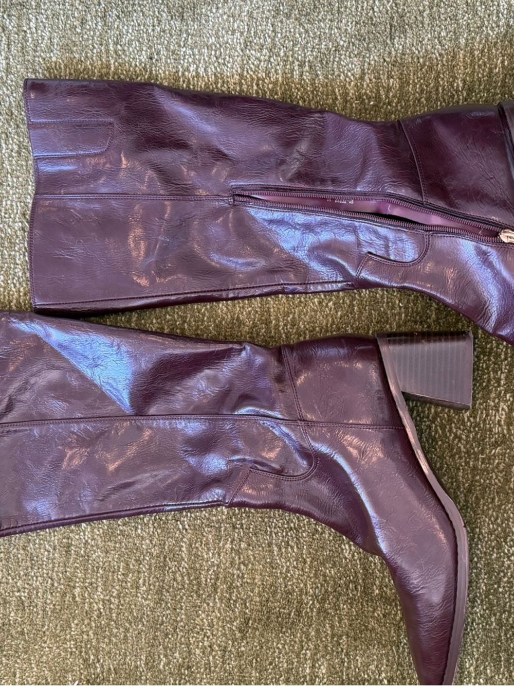 WORN TWICE Tall Leather Boots in Deep Plum